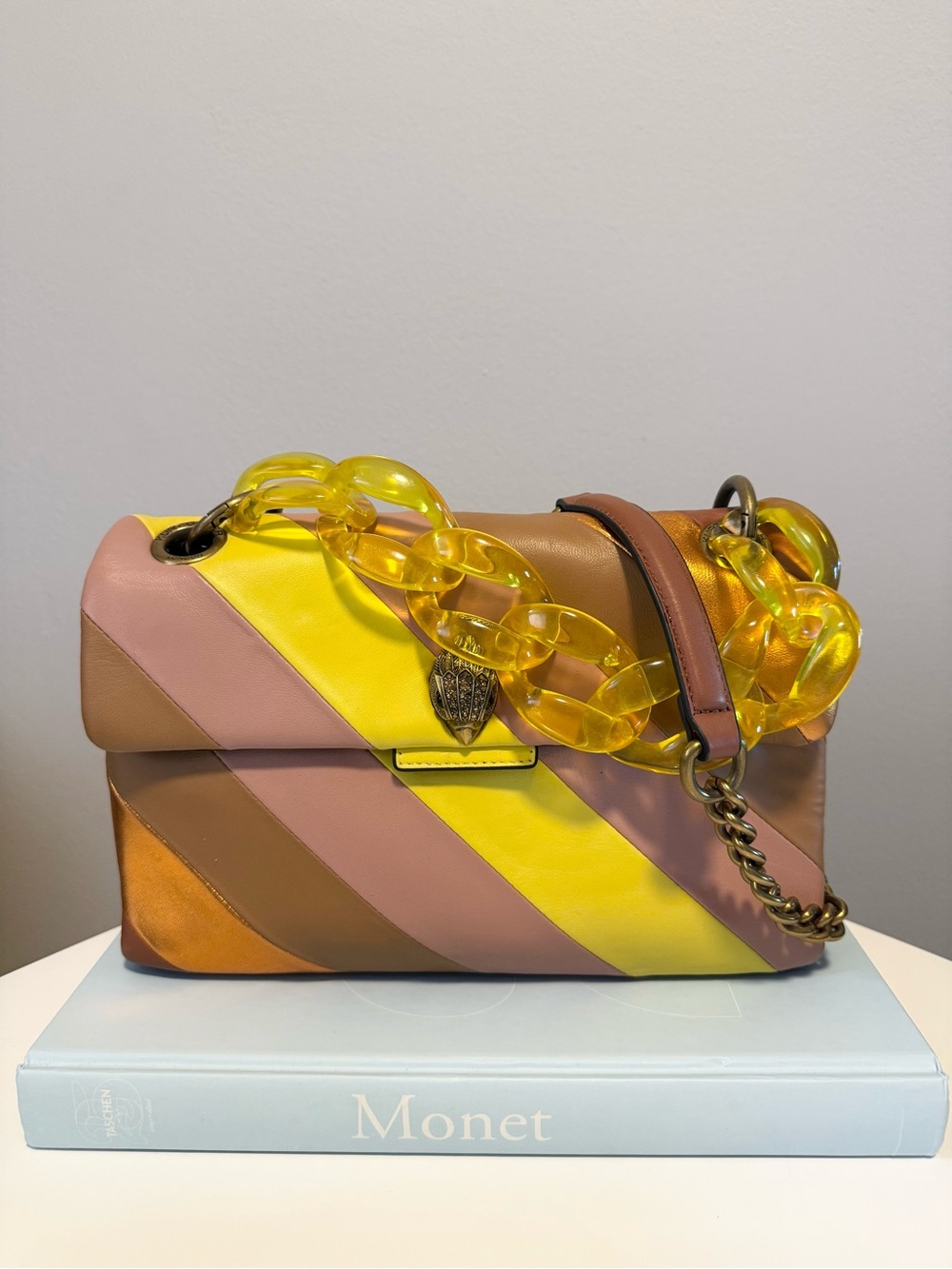 Kurt Geiger London Soho Multicolor Shoulder Bag with Yellow Chain